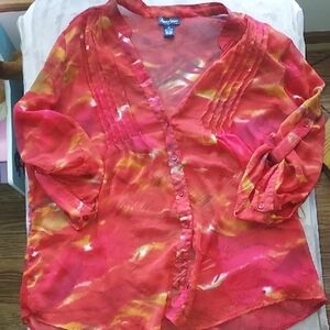 4/$18 Women's Red Button-Up Blouse